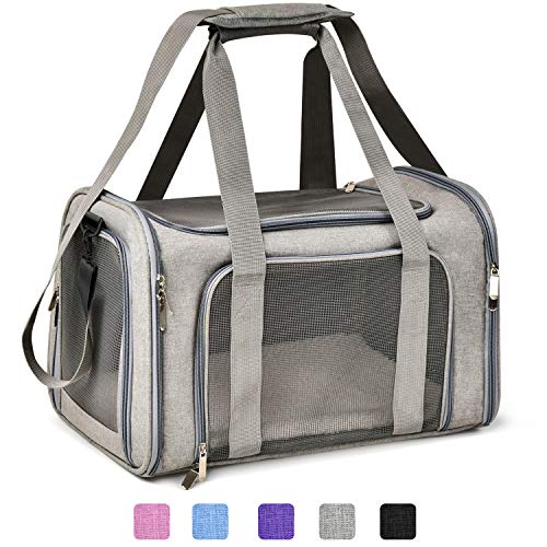 Henkelion Cat Carriers Dog Carrier Pet Carrier For Small / Medium Cats Dogs Puppies (Up To 15lbs), TSA Airline Approved Small Dog Carrier Soft Sided, Collapsible Waterproof Travel Puppy Carrier - Grey - color: Grey, size: 17.0"L x 11.0"W x 11.0"H