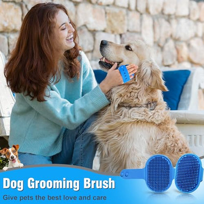 Dog Bath Brush, Premium Rubber Dog Shampoo Brush with Adjustable Ring Handle, Soothing Massage Comb for Long and Short Haired Dogs & Cats - color: Dog Bath Brush with Silicone for Massaging