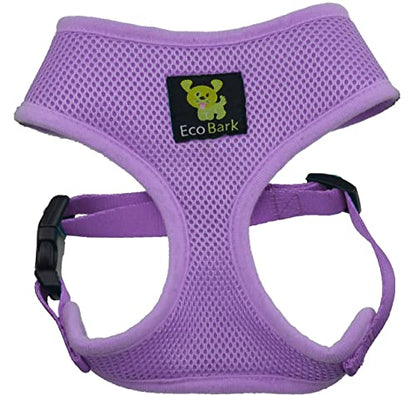 EcoBark Lavender Dog Harness - Eco-Friendly Max Comfort Harnesses - Luxurious Soft Mesh Halter - Over the Head Harness Vest- No Pull and No Choke - color: Lavender Purple