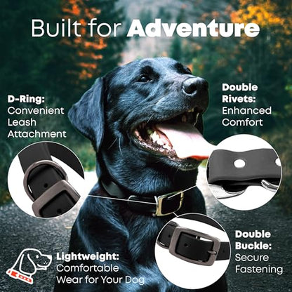 Regal Dog Products Small Black Waterproof Dog Collars with Custom Engraved Name Plate | Vinyl Coated, Anti, Easy to Clean Personalized Biothane Dog Collar - Other Sizes for Medium & Large Dogs - color: Black, size: Small Collar