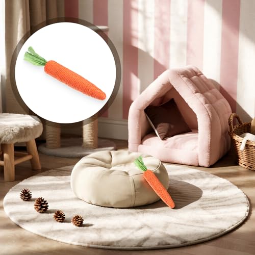 2 PCS Kitten Teething Toys for Indoor Cats, Cat Chew Toy Natural Sisal Cat Teething Toys Orange Carrot Interactive Cats Kicker Toy Interactive Kitten Kicker for Indoor Kitty Exercise