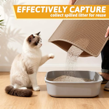 Pieviev Cat Litter Mat Double Layer Waterproof Urine Proof Trapping Mat 1 Pack (30''X24'', Brown) - color: Brown