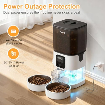 7L Automatic Pet Feeder with 1080P HD Wide Angle Camera, Smart WiFi Function, App Controlled, Night Vision Feature, Two-Way Audio, Suitable for Cats and Dogs. - size: 7L Double Bowl Video Edition