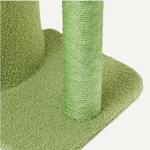 Amazon Basics Cactus Cat Tree for Indoor Cats & Kittens, Scratching Post with Curved Perch, Cozy Cat Condo, Natural Sisal, Interactive Dangling Ball, 30.7" (77.9cm) H, Green - size: Large 30.7” (77.9cm) H