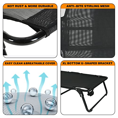 Elevated Raised Small Meduim Dog Bed Cots,Cooling Foldable No Assembly Need Pet Hammock Bed with Breathable Mesh, Indoor Outdoor Dog Pet Bed for Small Meduim Dogs, Chew Proof, Black - size: Small