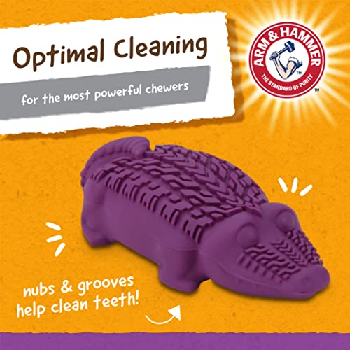 Arm and Hammer for Pets Super Treadz Mini Gator Dental Chew Toy for Dogs - Reduces Plaque and Tartar Without Brushing, Baking Soda Infused, Dishwasher Safe, Dogs Up to 25 Lbs - 5.2 Inch - 24 Pack - size: Small (Pack of 24), style: Gator