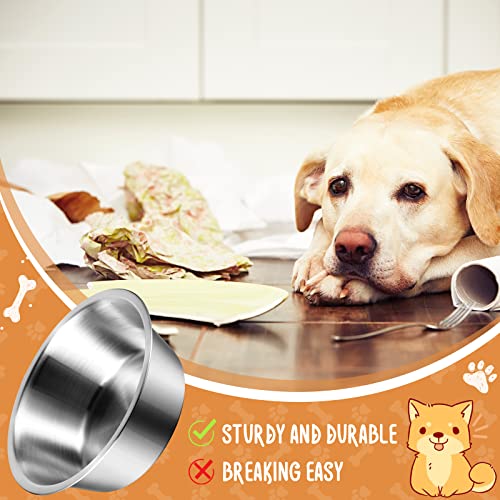 Yahenda 6 Pcs Stainless Steel Metal Dog Bowls Bulk Replacement Basic Thickened Pet Bowls for Small Medium Large Dogs, Dishwasher Safe(8.3 Inch) - size: 8.3 Inch