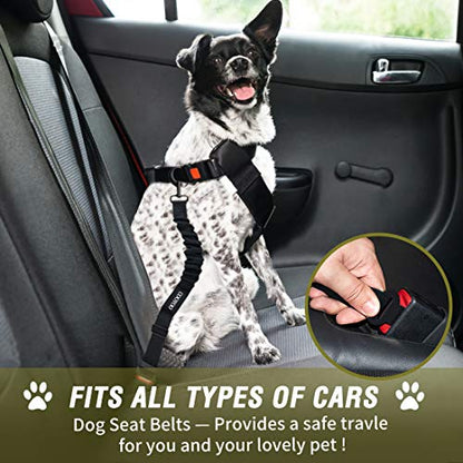 Dog Seat Belt,Retractable Dog Car Harness Seat Belt for Car Adjustable Nylon Pet Safety Seat Belts Heavy Duty & Elastic Bungee Buffer - color: 07-Olive