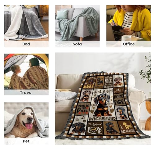 Just A Girl Dachshund Dog Blanket, Super Soft & Cozy, 90"x120" Family Size - color: Just a Girl Who Loves Dachshund, size: 90"x120"-Family Size