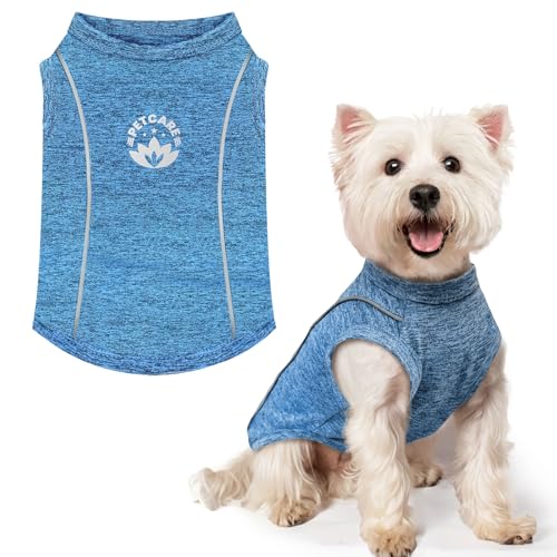 PETCARE Sun Protection Dog Shirts for Small Dogs Quick Dry Soft Stretchy Dog T-Shirts with Reflective Label Tank Top Sleeveless Vest Pet Clothes, Athletic Fabric, Navy, XS (Chest 13" Length 9.8") - color: Navy, size: XS ( Suggest 2-5 lbs)