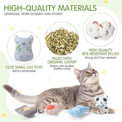 Gejoy 20 Pack Catnip Toys for Indoor Cat Plush Kitten Cat Chew Toys Catnip Kitten Entertaining Interactive Safe Teeth Cleaning Dolls(Charming) - style: Charming