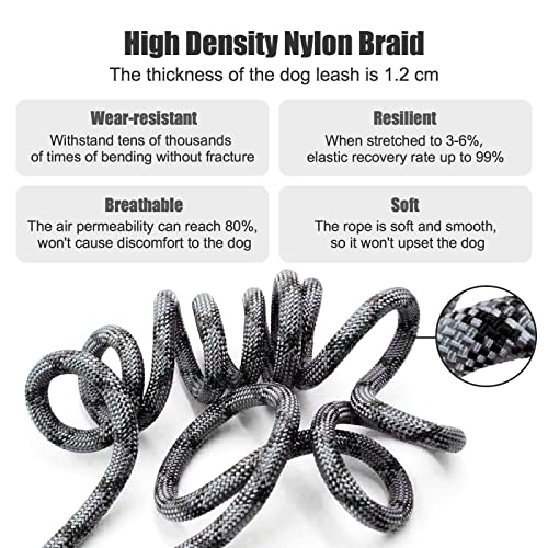 Hands Free Dog Leash(8.5ft), 8 in 1 Multifunction Nylon Double Leash for Dogs,1.2cm Adjustable Waist with Reflective Stitching for Training -Grey - color: Grey