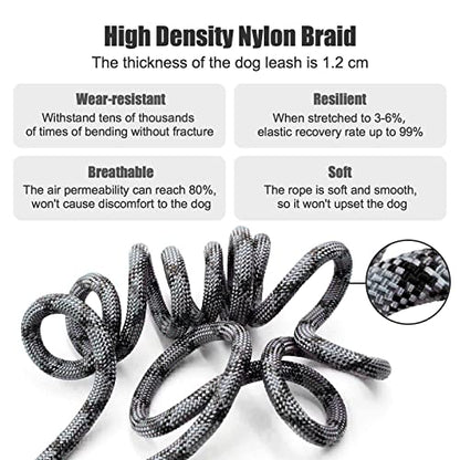 Hands Free Dog Leash(8.5ft), 8 in 1 Multifunction Nylon Double Leash for Dogs,1.2cm Adjustable Waist with Reflective Stitching for Training -Grey - color: Grey