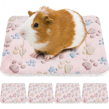 Tuanse 4 Pack Ultra Soft Dog Cat Bed Mat Small Animal Guinea Pig Bed with Cute Print Reversible Fleece Dog Crate Kennel Pad Cozy Washable Thickened Hamster Pet Beds Mat(13 x 10 Inches,Light Brown) - color: as shown on the picture, size: 13 x 10 Inches