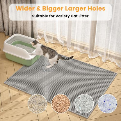Pieviev 2 Packs Cat Litter Mat Double Layer Waterproof Urine Proof Trapping Mat (30''X24'', Gray) - color: Gray