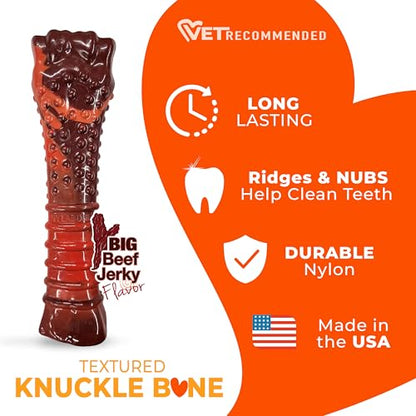Nylabone Textured Bone Power Chew Toy for Dogs, Durable & Tough Dog Toys for Aggressive Chewers, Beef Jerky Flavor, X-Large Dogs - Over 50 Ibs, 1 Count - size: X-Large