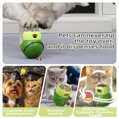 Wobble Treat Dispenser Ball for Indoor Cat & Tiny/Small Dog Enrichment Toy Interactive Slow Feeder, Kitten Stimulating Balls, Puppy Puzzle Toys