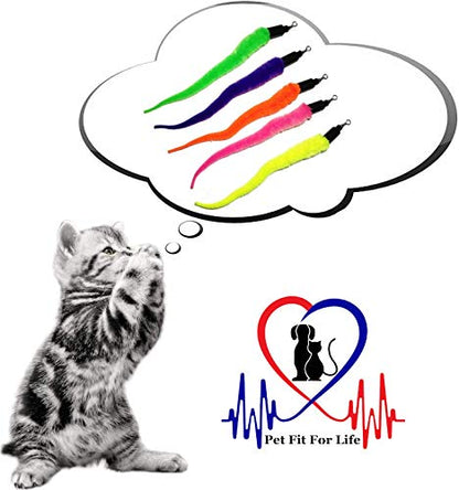 Pet Fit for Life 5 Piece Replacement Pack of Worms for Interactive Cat and Kitten Toy Wands - style: 5 Squiggly Worms