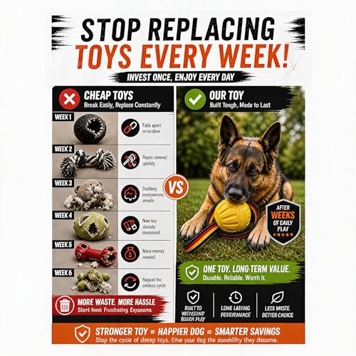 Indestructible Dog Ball with Strap, Heavy Duty Rubber Tug Toy for Aggressive Chewers, Floating Fetch Toy for Medium & Large Dogs(Large) - size: Large