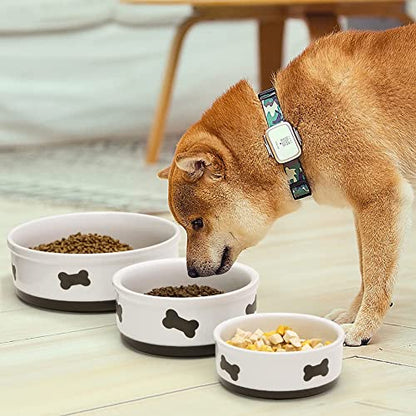 Sweejar Ceramic Dog Bowls with Bone Pattern, Dog Food Dish for Medium Dogs, Porcelain Pet Bowl for Water 35 Fl Oz (White) - color: White, style: Bone Pattern,6.8"x 2.9"(35 Fl Oz)