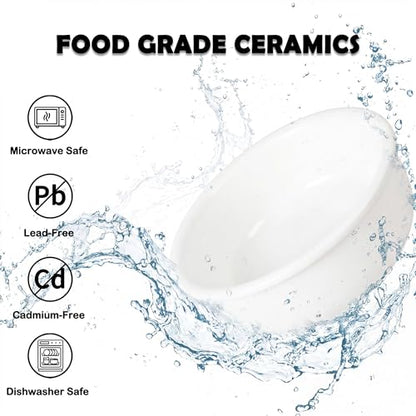 Ceramic Elevated Dog Bowl Set - Double Dog Food and Water Bowls with Metal Stand - Raised Pet Dishes for Puppies and Cats - 2 Cups - 12.5 fl oz - Matte White - color: Matte White, size: S-200ml