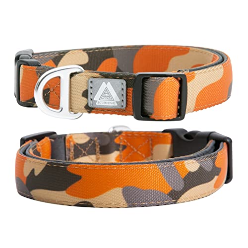 Soft Padded Dog Collar, Neck 9’’-14’’, Adjustable Heavy Duty Collar with 3M Reflective Logo for Small Dogs, Camo Orange, S - color: Camo Orange, size: S (Neck 9''– 14'')