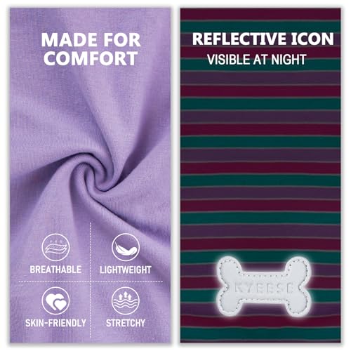 KYEESE 2Pack Dog Shirt, Soft Striped Dogs T Shirts, Lightweight Doggie Tank Top Cat Clothes, Sleeveless Dog Shirt for Small Dogs, Stretchy Pet Vest, Purple+Blue Striped, Medium - color: 04# 2Pack (Purple+Purple Striped), size: Medium (7-13lbs)