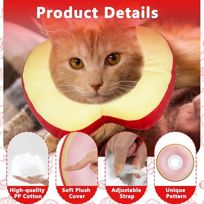 Cat Cone Collar Soft, Adjustable Cat Recovery Cone to Stop Licking, Cute Kitten Donut Collar After Surgery, Elizabethan Collars for Kittens, Lightweight Cats Neck Cones (Apple, Medium) - color: Apple, size: Medium