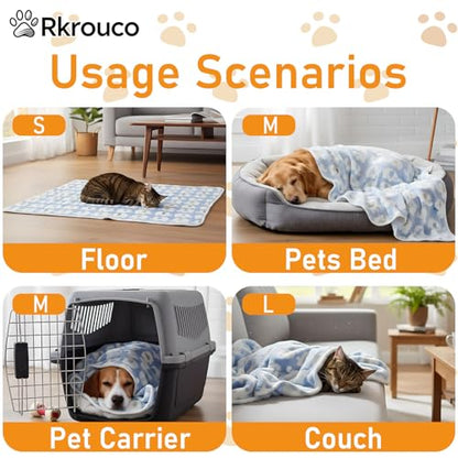Three Piece Pet Blanket Set for Dogs Cats Soft Comfy Puppy and Kittens Bed Blanket Fluffy Fleece Pets Throw with Cute Patterns (Large 41x30 inch, Cute Animals) - color: Cute Animals, size: Large-41x30 inch