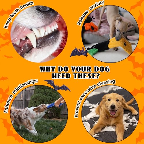 Nocciola 5 PCS Halloween Dog Squeaky Toys, No Stuffing Plush Dog Toys with Crinkle Paper, Perfect Present for Puppy, Small, Medium and Large Dogs - style: 5 Pcs Halloween Dog Squeaky Toys