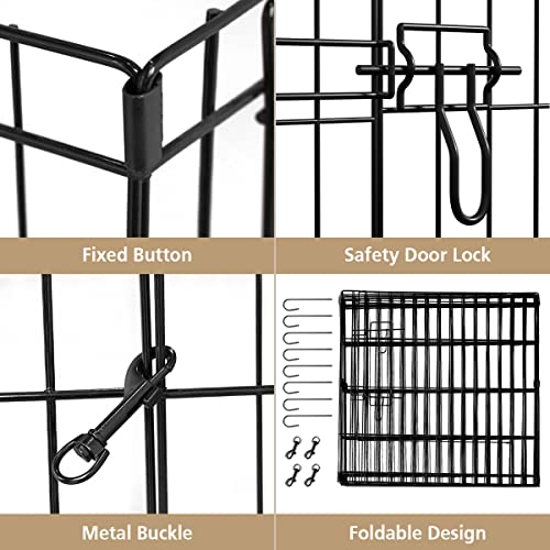 Artmeer Pet Playpen Puppy Playpen Kennels Dog Fence Exercise Pen Gate Fence Foldable Dog Crate 8 Panels 24 Inch Kennels Pen Playpen Options Ideal for Pet Animals Outdoor Indoor(Black 24''x24'') - style: Black 24''x24''