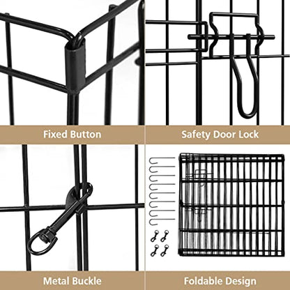 Artmeer Pet Playpen Puppy Playpen Kennels Dog Fence Exercise Pen Gate Fence Foldable Dog Crate 8 Panels 24 Inch Kennels Pen Playpen Options Ideal for Pet Animals Outdoor Indoor(Black 24''x24'') - style: Black 24''x24''