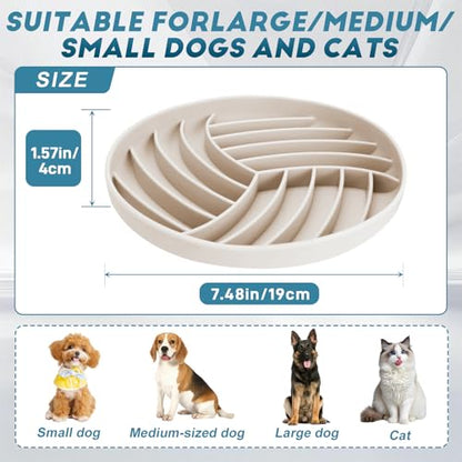 Silicone Slow Feeder Bowls for Dogs and Cats - Wet Food, Suction Cups, Interactive, Reduces Boredom, Anxiety, Anti-Choking, Non-Slip Design (Gray & Beige) - color: Gray & Beige