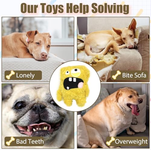 Squeaky Dog Toy, Plush Stuffed Dog Toy Keep Them Busy Tug of War Dog Chew Toy for Small Medium Large Dogs (Yellow) - color: Yellow