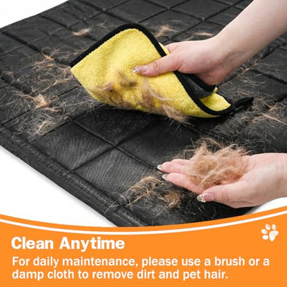 Chew Proof Dog Mat for Aggressive Chewers,18" x 29" Machine Washable Dog Crate Pad Quilted Mat, Ultra-Durable Indestructible Pad for Small Dogs, Black Kennel Pad - size: 18"x29"