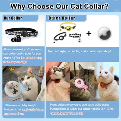 2026 Compact Cat Collar Tracker Set – Ultra Lightweight 0.1oz Reduces Pet Burden, Adjustable 7–13 Inch for Cats, Only Compatible with iPhone Find My App, Not Support Android Phones