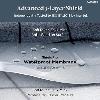 Waterproof Dog Blanket for Bed – 90x90 Inch King/Queen Size – Pet Hair Resistant Blanket for Small to Large Dogs – Washable, Leakproof, Reversible Bedspread for Bed Protection – Blue/White - size: 90"x 90"