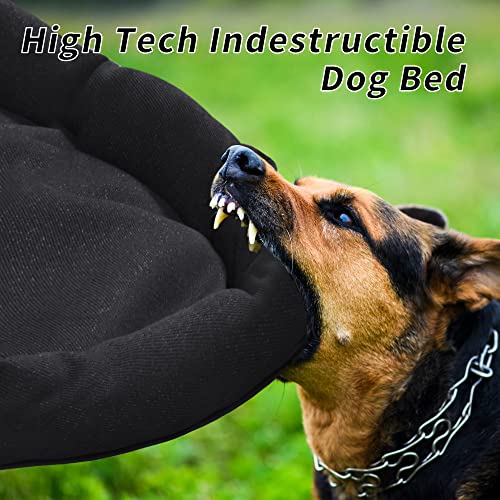 HOMBYS Indestructible Chew Proof Dog Bed for Aggressive Chewers,Round Durable Pee Proof Tough Pet Bed for Large Dog,Black (24" x30x7) - size: 24"x30x7"