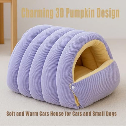 Winter Cave, Cozy Monster Cat Bed with Removable Washable Cushion, Soft Warm Plush Enclosed Tent Bed Cat House with Non-Slip Bottom for Cat and Dog (Green Plaid, M) - color: Green Plaid, size: M