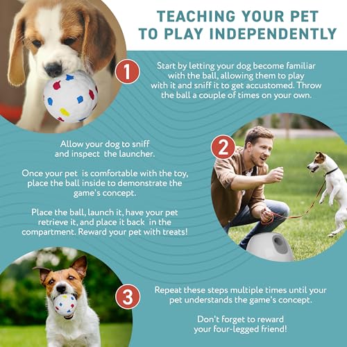 ABC PACK & SUPPLY Automatic Dog Ball Launcher for Small Dogs & Puppies, Adjustable 10–30 ft Indoor Outdoor Fetch Machine with 3 Balls