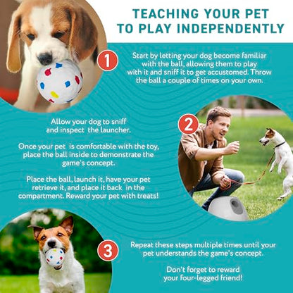 ABC PACK & SUPPLY Automatic Dog Ball Launcher for Small Dogs & Puppies, Adjustable 10–30 ft Indoor Outdoor Fetch Machine with 3 Balls