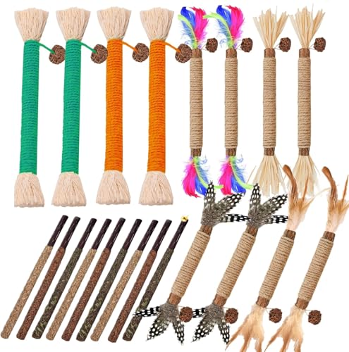 Cat Toys 21Pack Silvervine Chew Stick Kitten Treat Catnip Toy Kitty Natural Stuff Catnip Matatabi for Cleaning Teeth Indoor Dental Snack Interactive - size: 21Pack