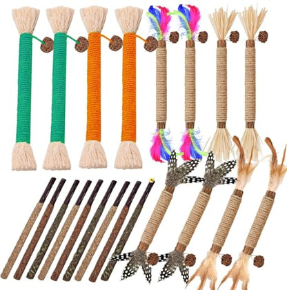Cat Toys 21Pack Silvervine Chew Stick Kitten Treat Catnip Toy Kitty Natural Stuff Catnip Matatabi for Cleaning Teeth Indoor Dental Snack Interactive - size: 21Pack
