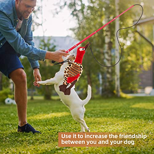 Interactive Dog Toys - Extendable Flirt Pole with 2pcs Squeaky Plush Toy Tugs Red Green for Dog Outdoor Entertainment, Train and Exercise - color: red