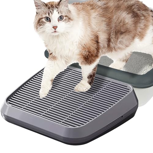 Litter Box Step Washable Cat Litter Catcher Double Layer with Filter Function, Elevated Waterproof Kitty Litter Box Ramp Mat, Easy to Clean, Sturdy Indoor Pedal Stool Ideal for Kitten & Elderly Cats