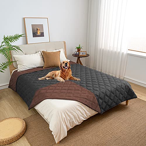 SUNNYTEX Waterproof & Reversible Dog Bed Cover Pet Blanket Sofa, Couch Cover Mattress Protector Furniture Protector for Dog, Pet, Cat (30"*70",Chocolate/Dark Grey)