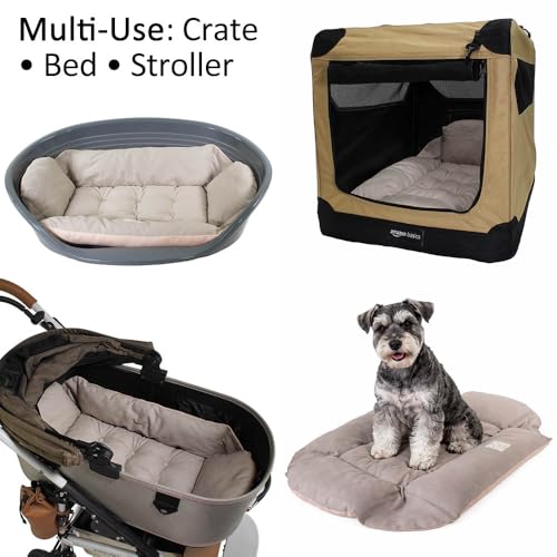 Helen's Pet Bed Multi-Fit Dog Crate Cushion, Small (Label: M JP Size) - Washable Reversible Crate Bed Pad, Soft Cushion for Wire, Plastic & Hard-Sided Crates, Carriers & Strollers - color: Beige Pink (Fabric), size: Small