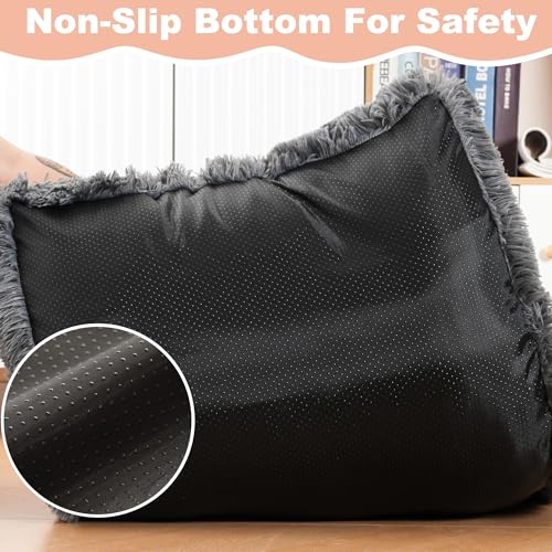 Bedfolks Waterproof Dog Crate Bed, Plush Pad With Removable Cover, Faux Fur for Small Dogs and Cats, Fluffy Washable Kennel Bed 17"x12", Solid Dark Grey - color: Solid Dark Grey, size: XX-Small(17x12'')