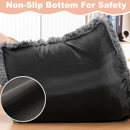 Bedfolks Waterproof Dog Crate Bed, Plush Pad With Removable Cover, Faux Fur for Small Dogs and Cats, Fluffy Washable Kennel Bed 17"x12", Solid Dark Grey - color: Solid Dark Grey, size: XX-Small(17x12'')