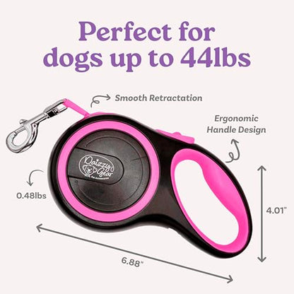 Retractable Dog Leash for Small, Medium & Large Dogs – Heavy-Duty, Tangle-Free, Reflective, 16FT Long, Anti-Slip Soft Handle with One-Hand Brake - 44 LBS /16FT - Small - Pink - color: Pink